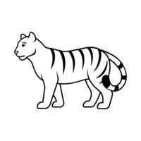 Line art illustration of a tiger in black and white vector