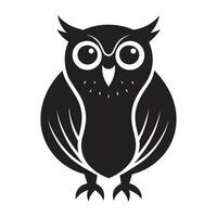 A silhouette owl black and white logo clip art vector