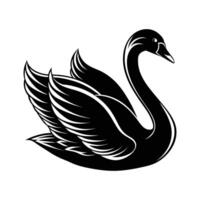 A silhouette swan black and white logo clip art vector