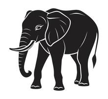 A silhouette elephant black and white logo clip art vector