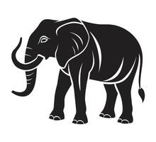 un silueta elefante negro y blanco logo acortar Arte vector