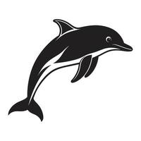 A silhouette dolphin black and white logo clip art vector