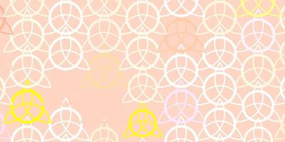 Light Pink, Yellow background with occult symbols. vector