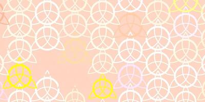 Light Pink, Yellow background with occult symbols. vector