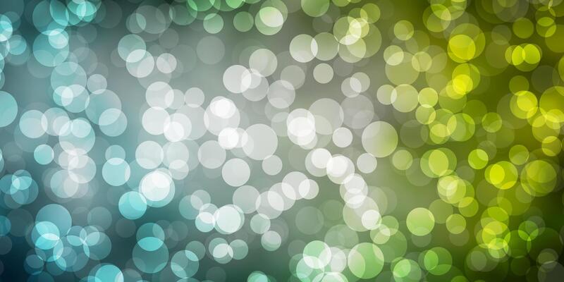 Light Blue, Green layout with circle shapes.