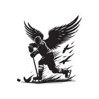 ice hockey player silhouettes icon logo illustration. vector