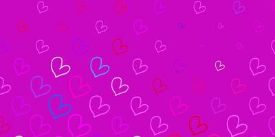 Light Pink, Green background with Shining hearts. vector