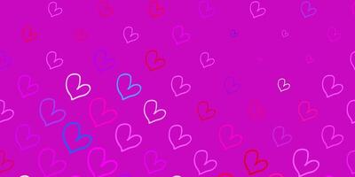 Light Pink, Green background with Shining hearts. vector