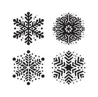 copos de nieve colección icono silueta estilo elemento vector