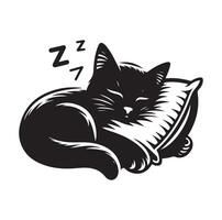 un gato dormido con almohada vector