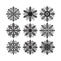 SNOWFLAKES COLLECTION ICON SILHOUETTE STYLE ELEMENT vector