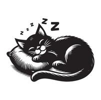 un gato dormido con almohada vector