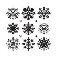 copos de nieve colección icono silueta estilo elemento vector