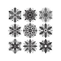 SNOWFLAKES COLLECTION ICON SILHOUETTE STYLE ELEMENT vector