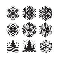 copos de nieve colección icono silueta estilo elemento vector