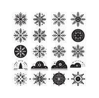 copos de nieve colección icono silueta estilo elemento vector