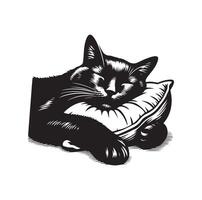 un gato dormido con almohada vector