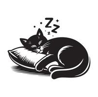 A Cat Sleeping with pillow vector