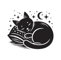 A Cat Sleeping with pillow vector