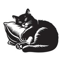 un gato dormido con almohada vector