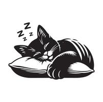 A Cat Sleeping with pillow vector