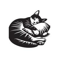 un gato dormido con almohada vector