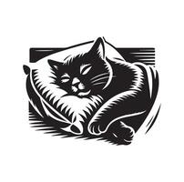 un gato dormido con almohada vector