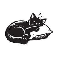 un gato dormido con almohada vector