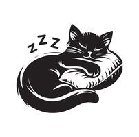 un gato dormido con almohada vector