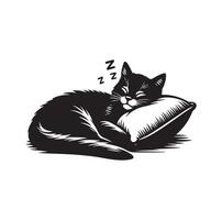 un gato dormido con almohada vector