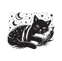 A Cat Sleeping with pillow vector