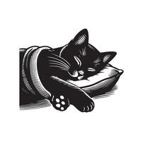 un gato dormido con almohada vector