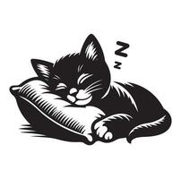 un gato dormido con almohada vector