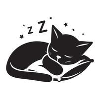 un gato dormido con almohada vector