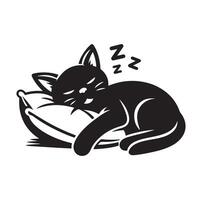 un gato dormido con almohada vector