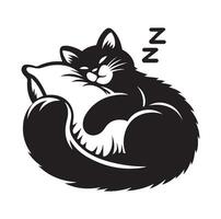 un gato dormido con almohada vector