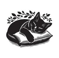 A Cat Sleeping with pillow vector