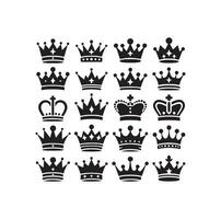 Kings crown icon set illustration silhouette style vector