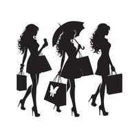 Shopping Girl silhouette illustration vector