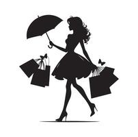 Shopping Girl silhouette illustration vector