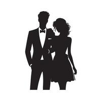 couple standing silhouettes of man and a woman vector