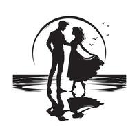 couple standing silhouettes of man and a woman vector