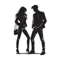 couple standing silhouettes of man and a woman vector