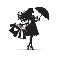 Shopping Girl silhouette illustration vector