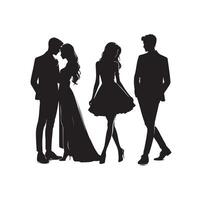 couple standing silhouettes of man and a woman vector