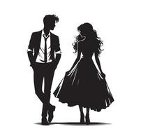 couple standing silhouettes of man and a woman vector