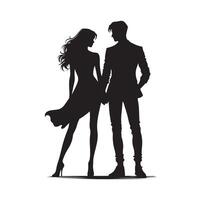 couple standing silhouettes of man and a woman vector