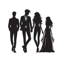 couple standing silhouettes of man and a woman vector