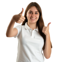 joven mujer dando pulgares arriba con un positivo actitud png