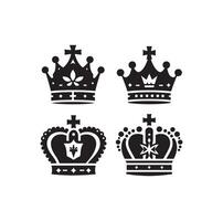 Kings crown icon set illustration silhouette style vector